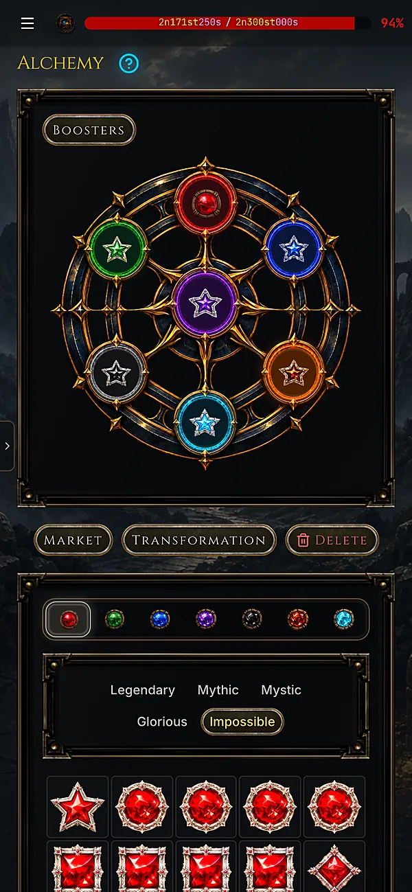 Alchemy stones and their bonuses