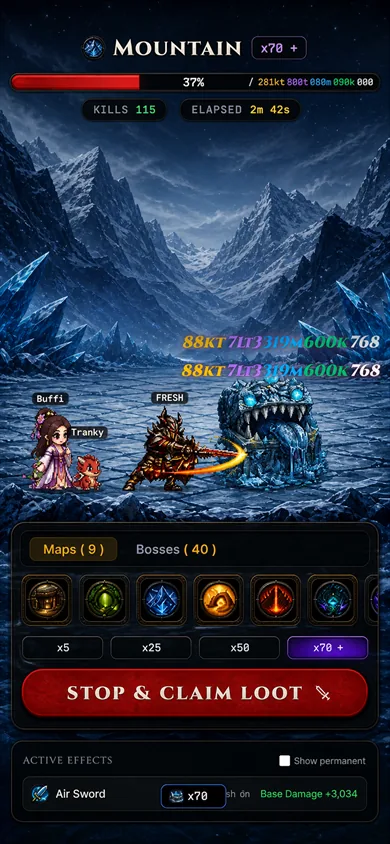 Combat on the Mountain map — x70 kill tier farming