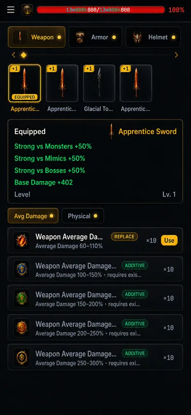 Enchanter — weapon average damage enchantments