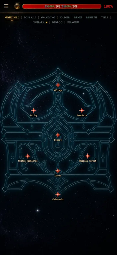 Quest constellation map — mimic kill to Khaoru chains